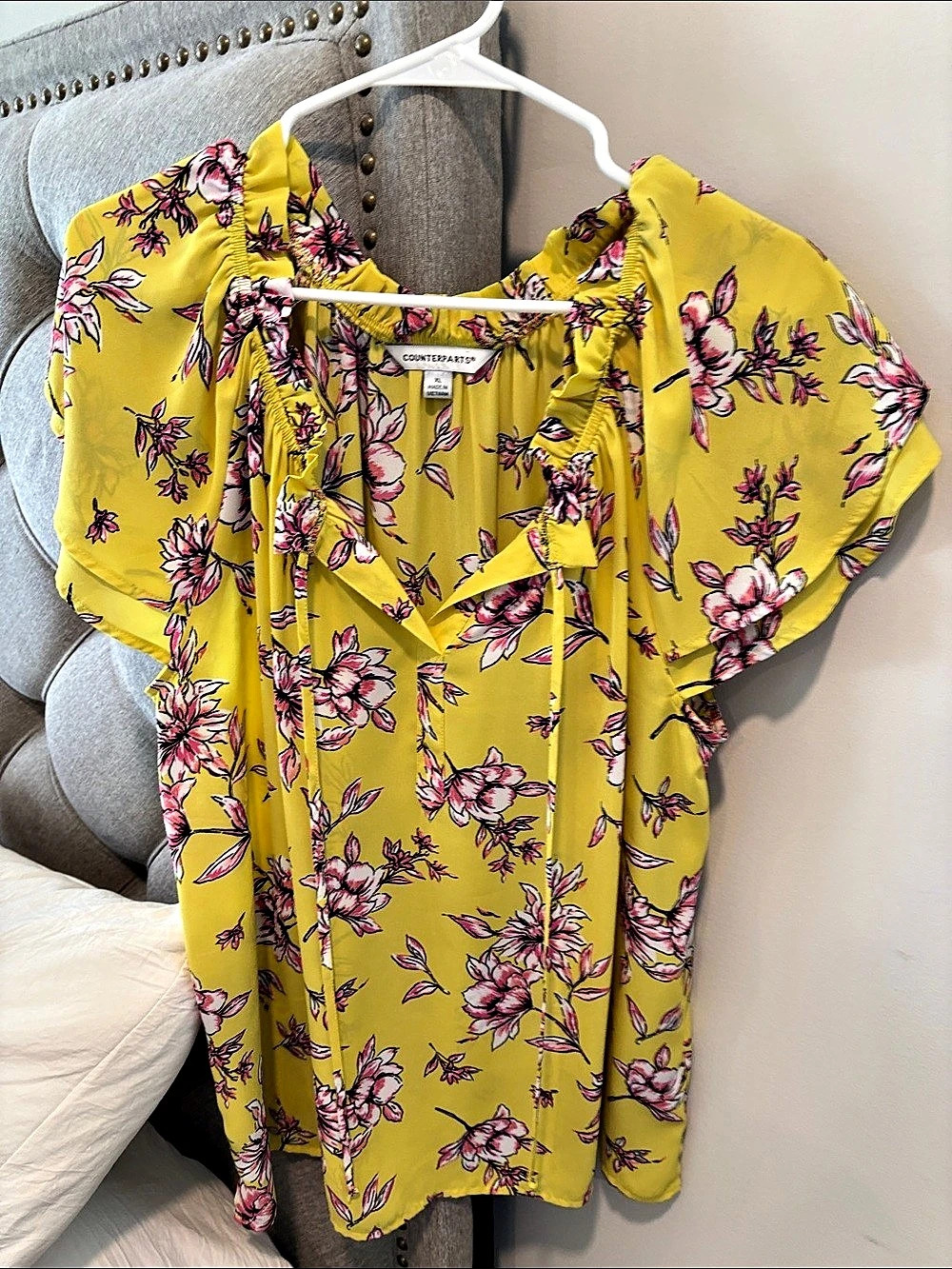 Counterparts Floral Blouse Yellow & Pink XL